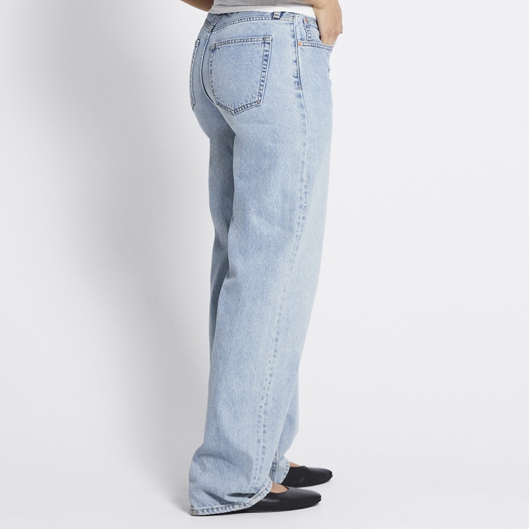 Mid waist wide jeans "Looser" Washed out indigo